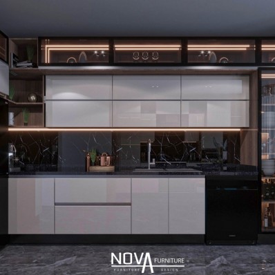 Tủ bếp cánh kính phù hợp với không gian bếp hiện đại đến mức nào?