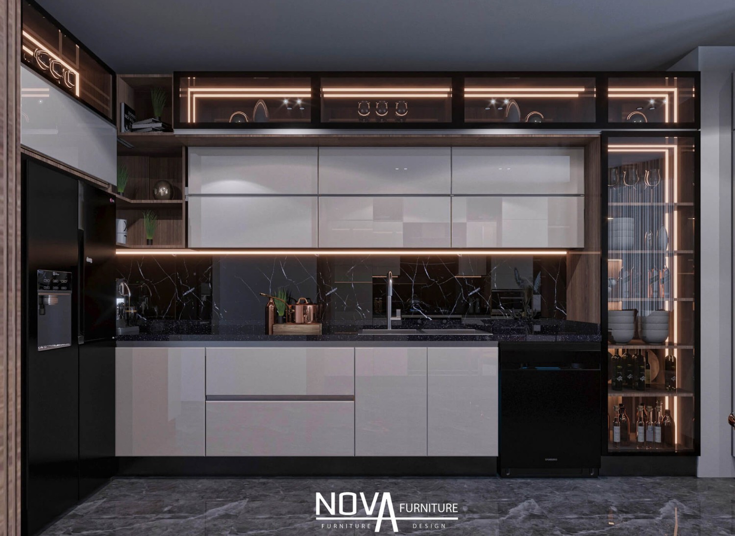 Tủ bếp cánh kính phù hợp với không gian bếp hiện đại đến mức nào?