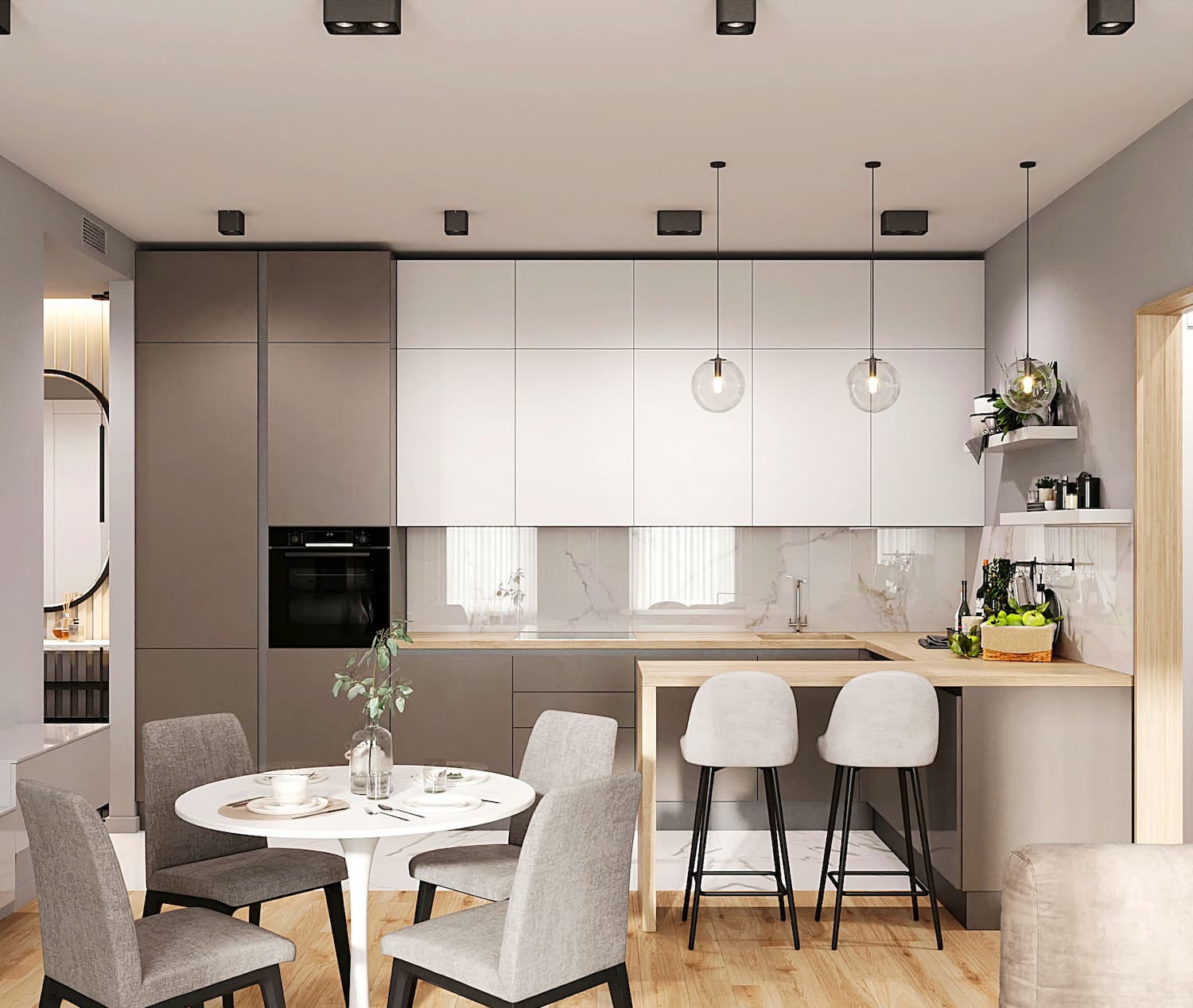 Tủ bếp MDF đơn giản
