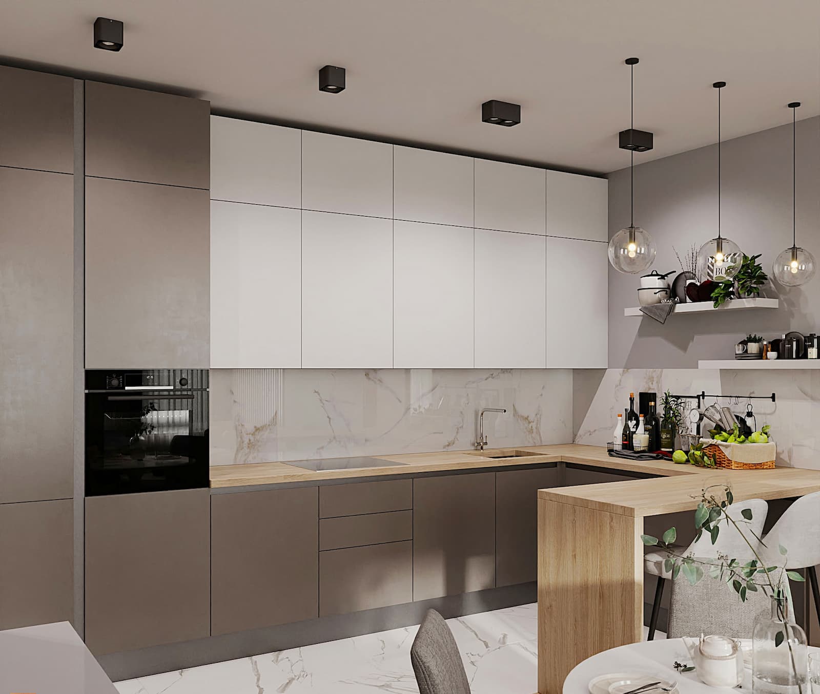 Tủ bếp MDF đơn giản