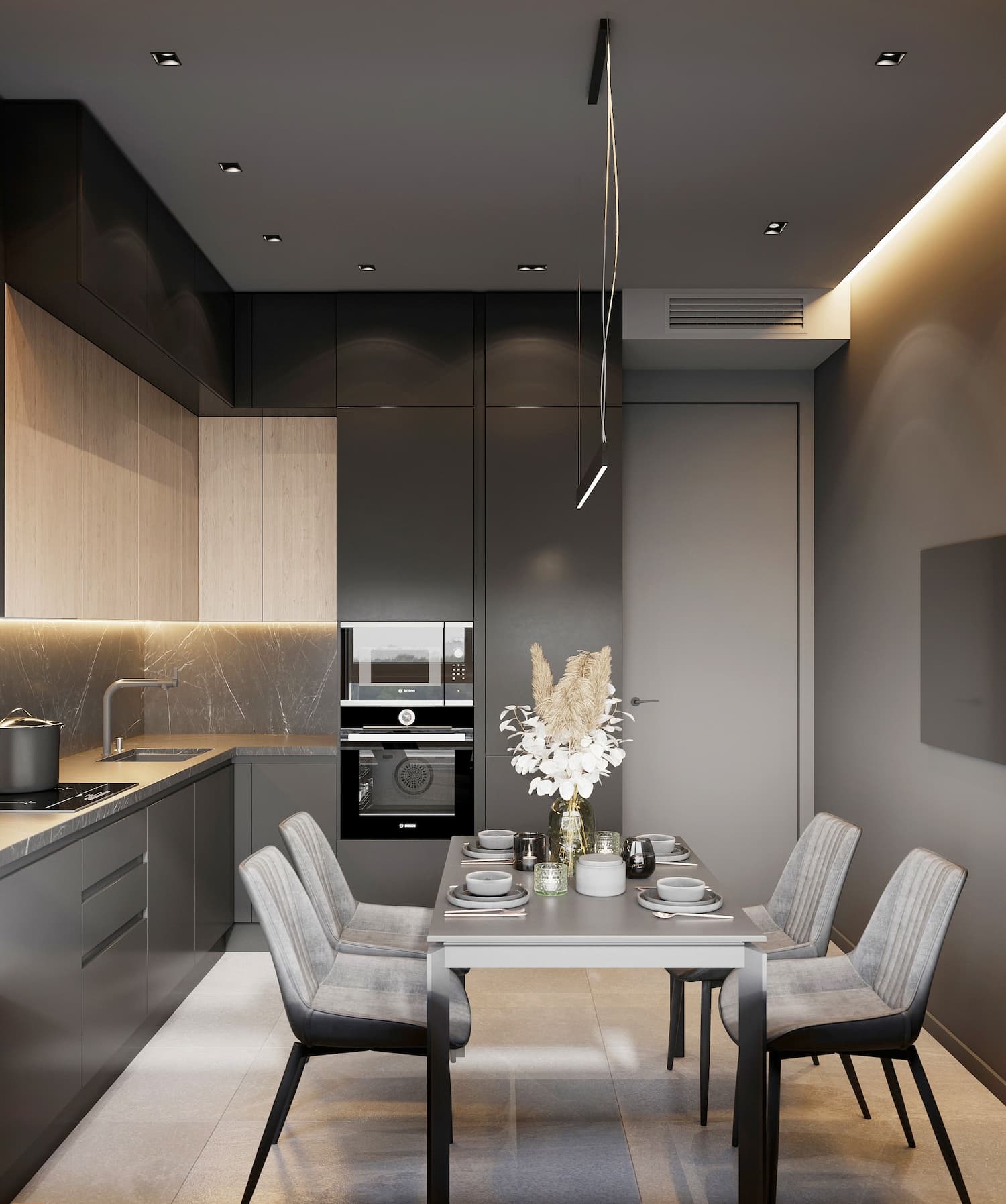 Tủ bếp MDF đơn giản