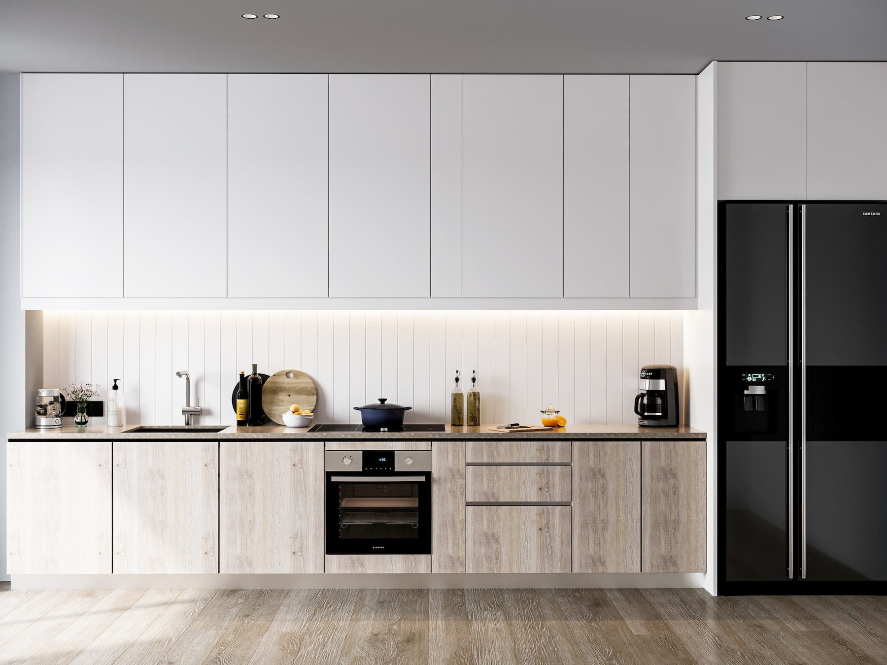 Tủ bếp MDF đơn giản