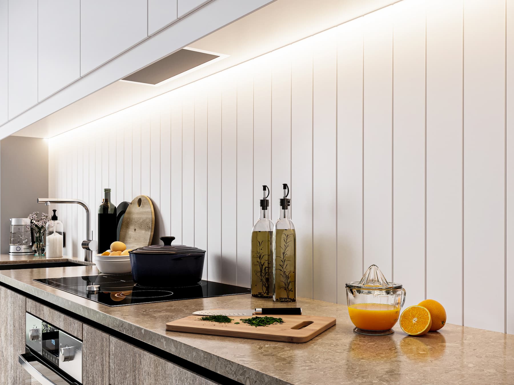 Tủ bếp MDF đơn giản