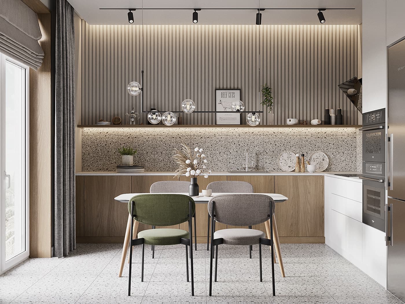 Tủ bếp MDF đơn giản