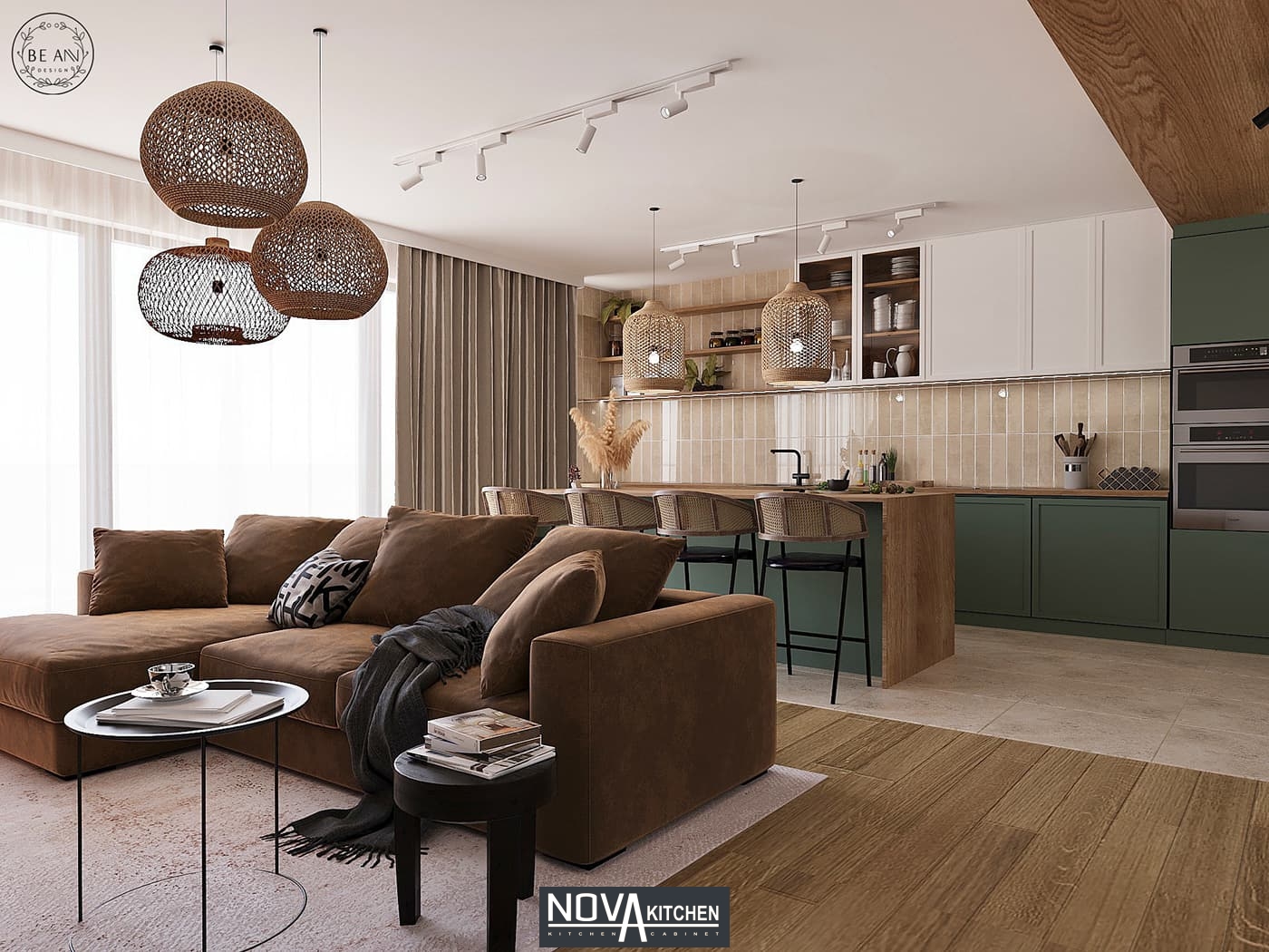 Tủ bếp hiện đại Vũng Tàu phong cách Scandinavian pha lẫn Boho