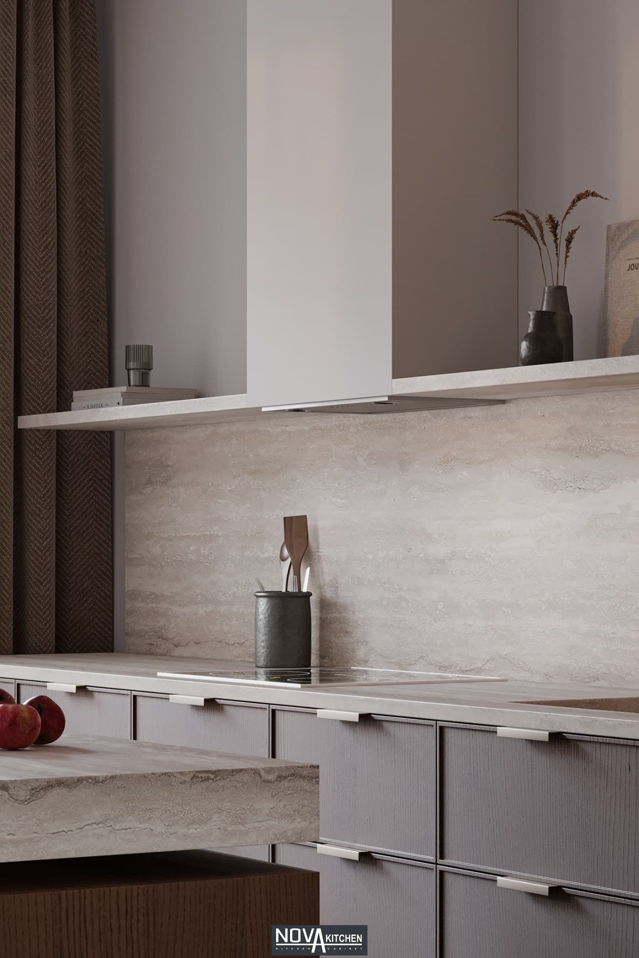 Tủ bếp hợp kim nhôm phong cách tân cổ điển
