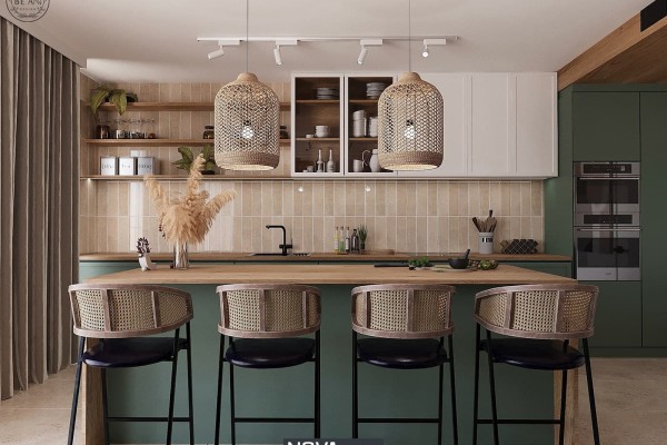 Tủ bếp hiện đại Vũng Tàu phong cách Scandinavian pha lẫn Boho