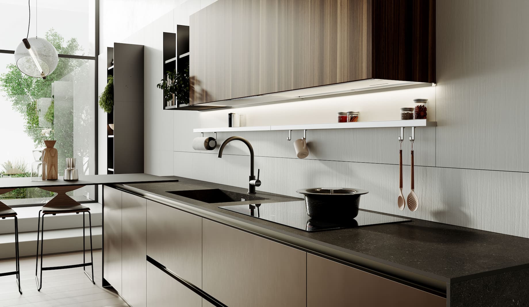 Thiết kế tủ bếp biệt thự cao cấp hiện đại