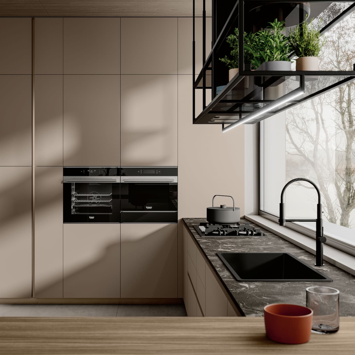 Tủ bếp biệt thự tối giản