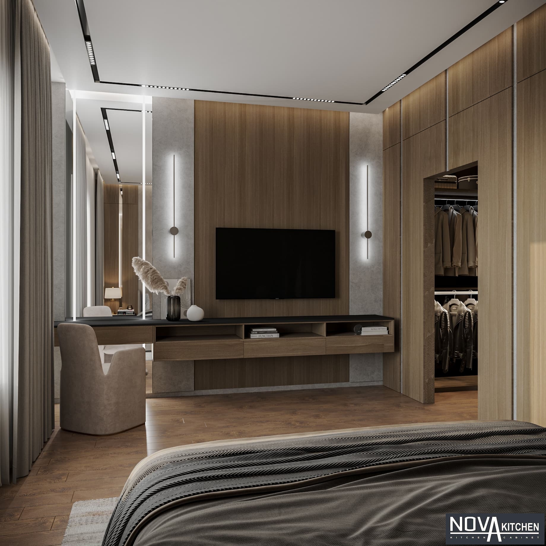 Thiết kế thi công phòng ngủ căn hộ 14m2