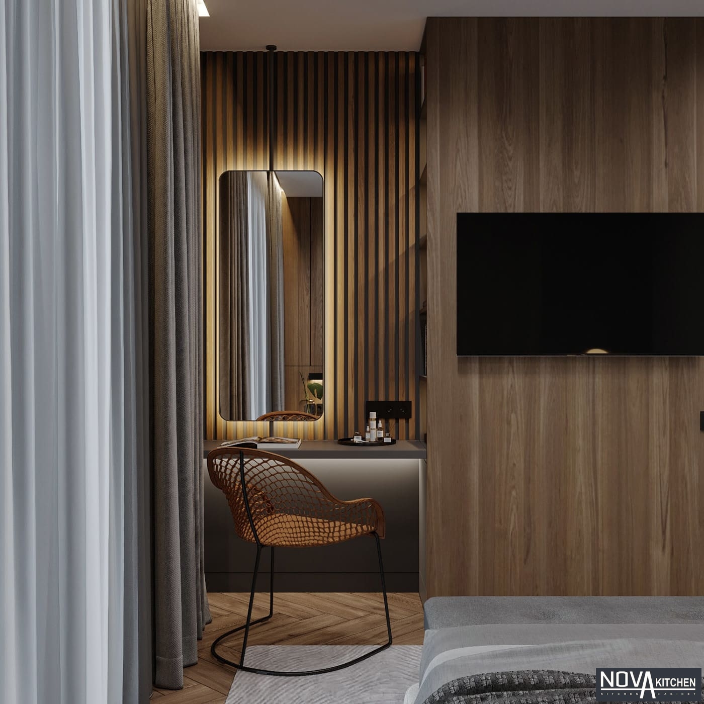 Thiết kế phòng ngủ gỗ hiện đại sang trọng