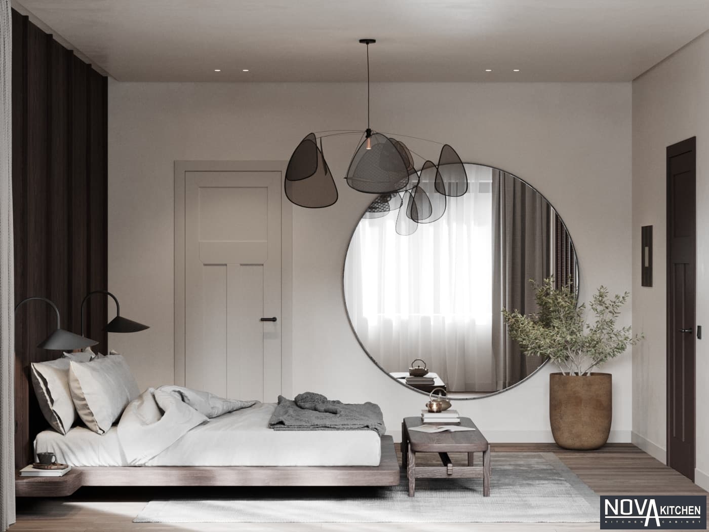 Thiết kế phòng ngủ gỗ phong cách Nhật Bản