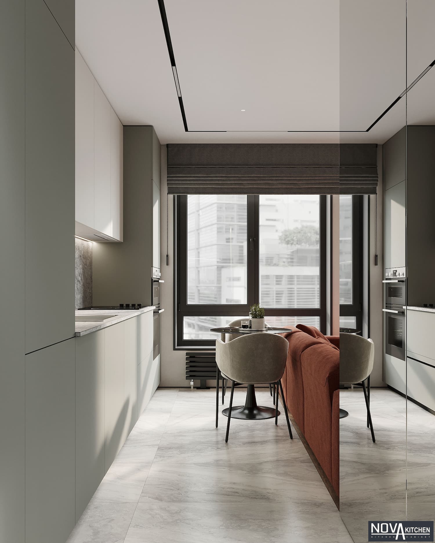 Nội thất tủ bếp MDF tối giản