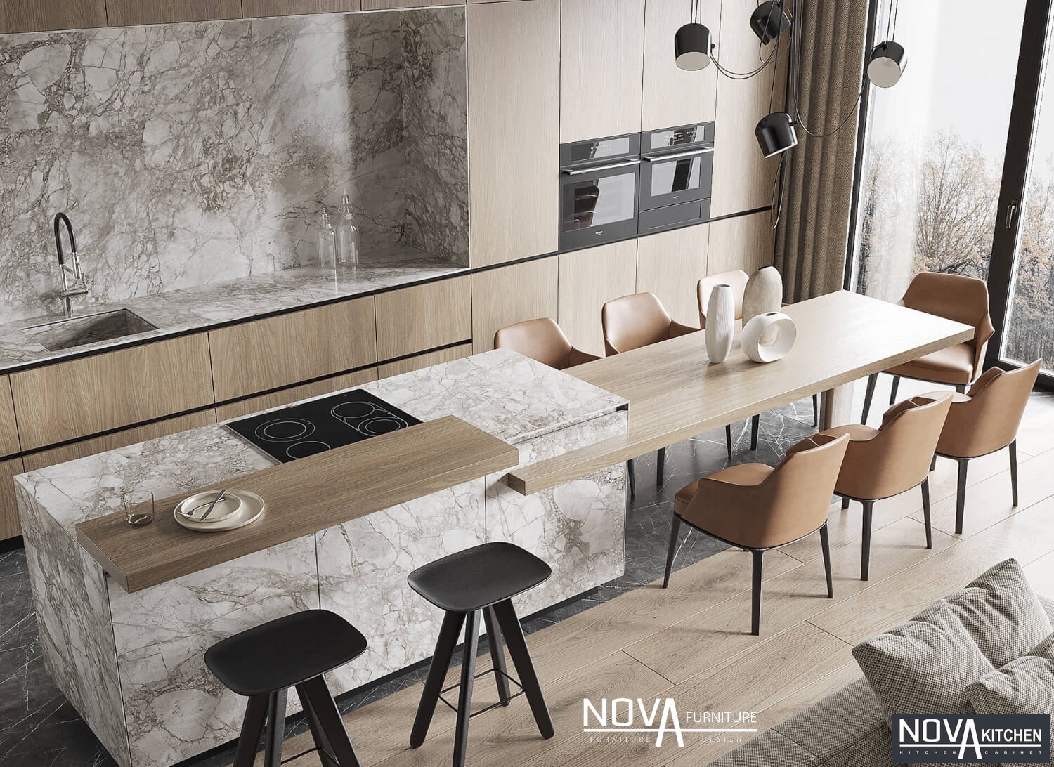 Viết bài Thiết kế tủ bếp MDF màu trắng cho phòng bếp master